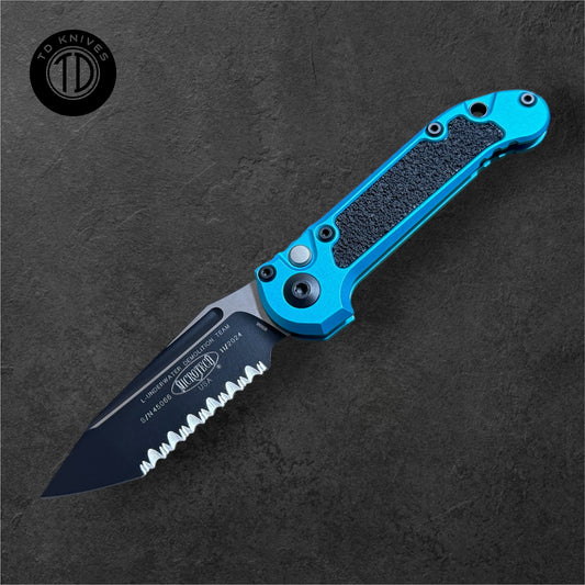 MICROTECH - LUDT T/E Gen III in Turquoise W/ Full Serrated Black Blade Finish. Model # 1136-3 TQ